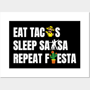 Funnytee eat tacos sleep salsa repeat fiesta Posters and Art